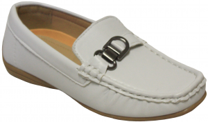 BOYS CASUAL SHOES SLIP ON W/ ORNAMENT (WHITE)